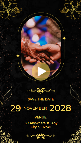 Black and Gold Traditional Indian Wedding Invitation Video