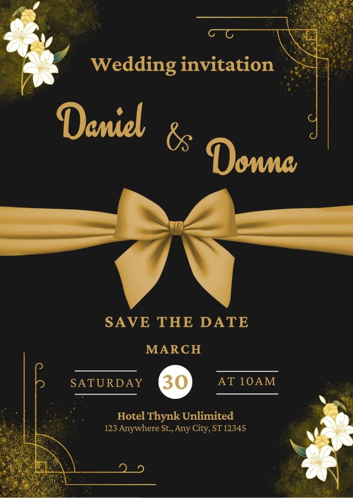 Black and Gold Wedding Invitation Cards