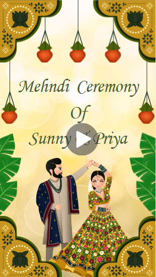 Cream and Green Decorative Indian Wedding Mehndi Ceremony Invitation Video