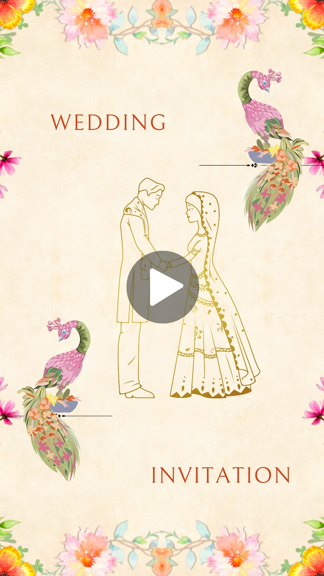 Cream and Pink Floral Wedding Invitation Mobile Video