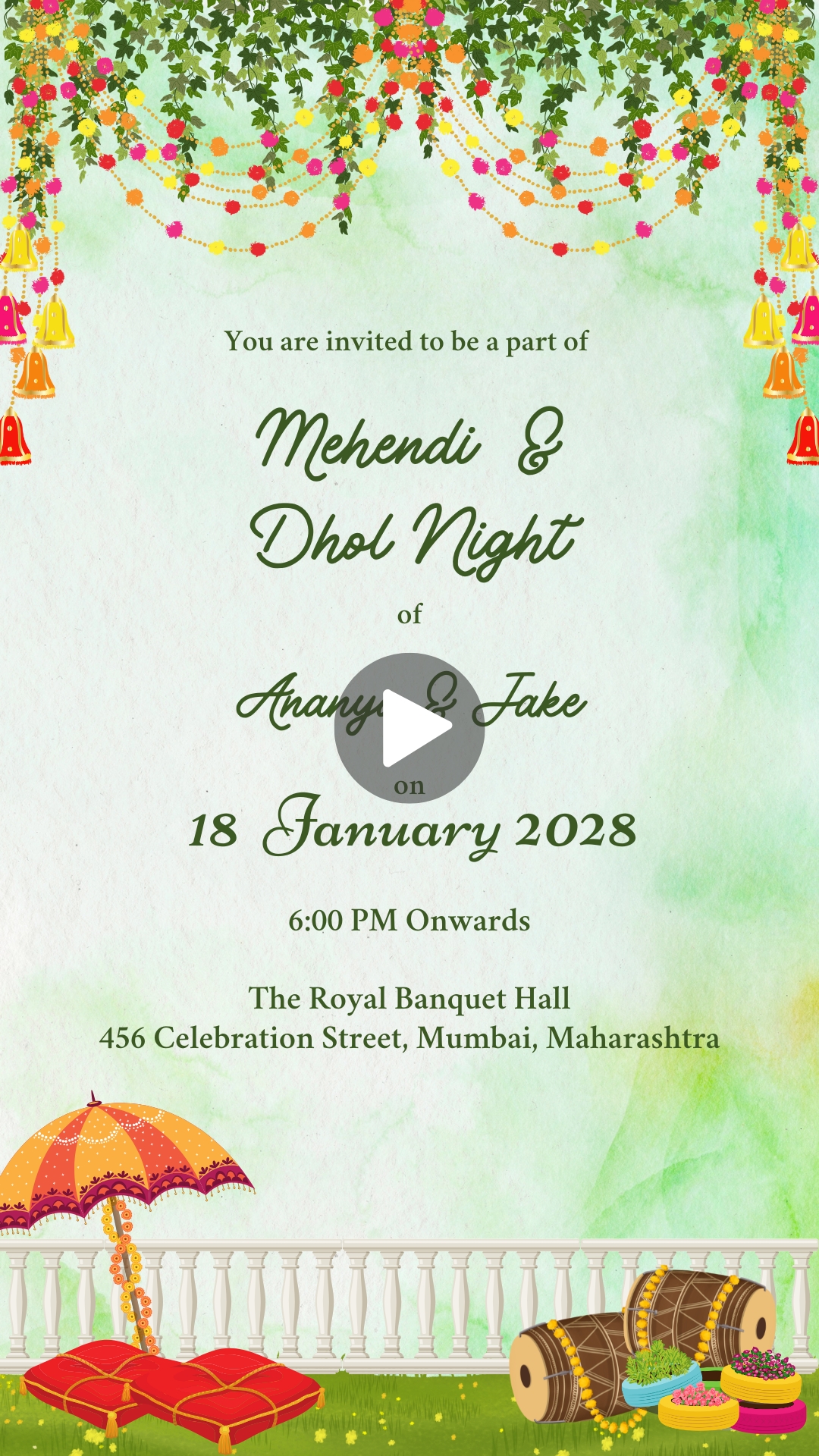 Create Digital Invites Mehndi Ceremony Video Free