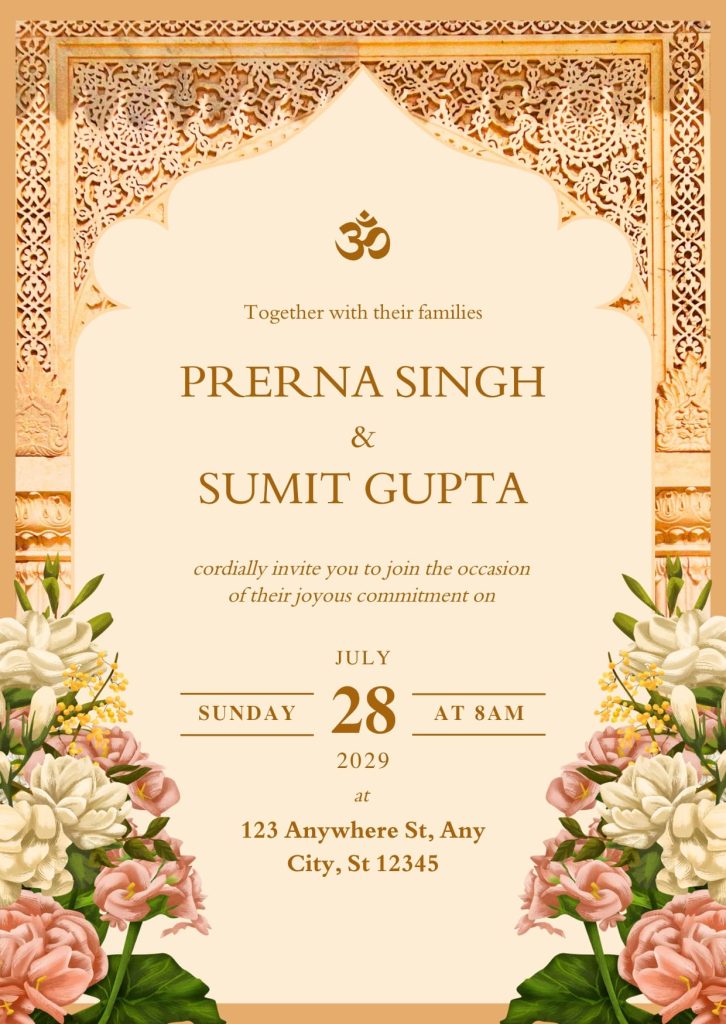 Gold Brown and Beige Elegant Wedding Invitation Cards Design