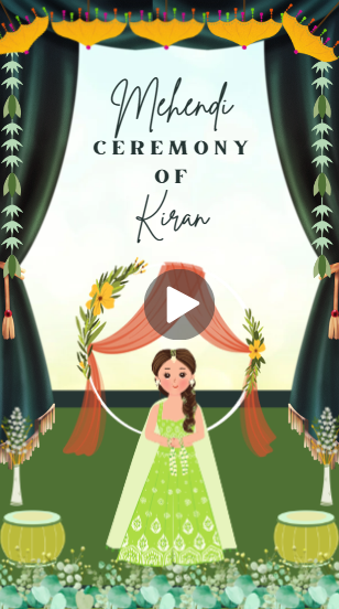 Green Decorative Indian Wedding Mehndi Ceremony Invitation Video HD