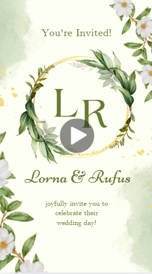 Green Flower Watercolor Wedding Invitation Video