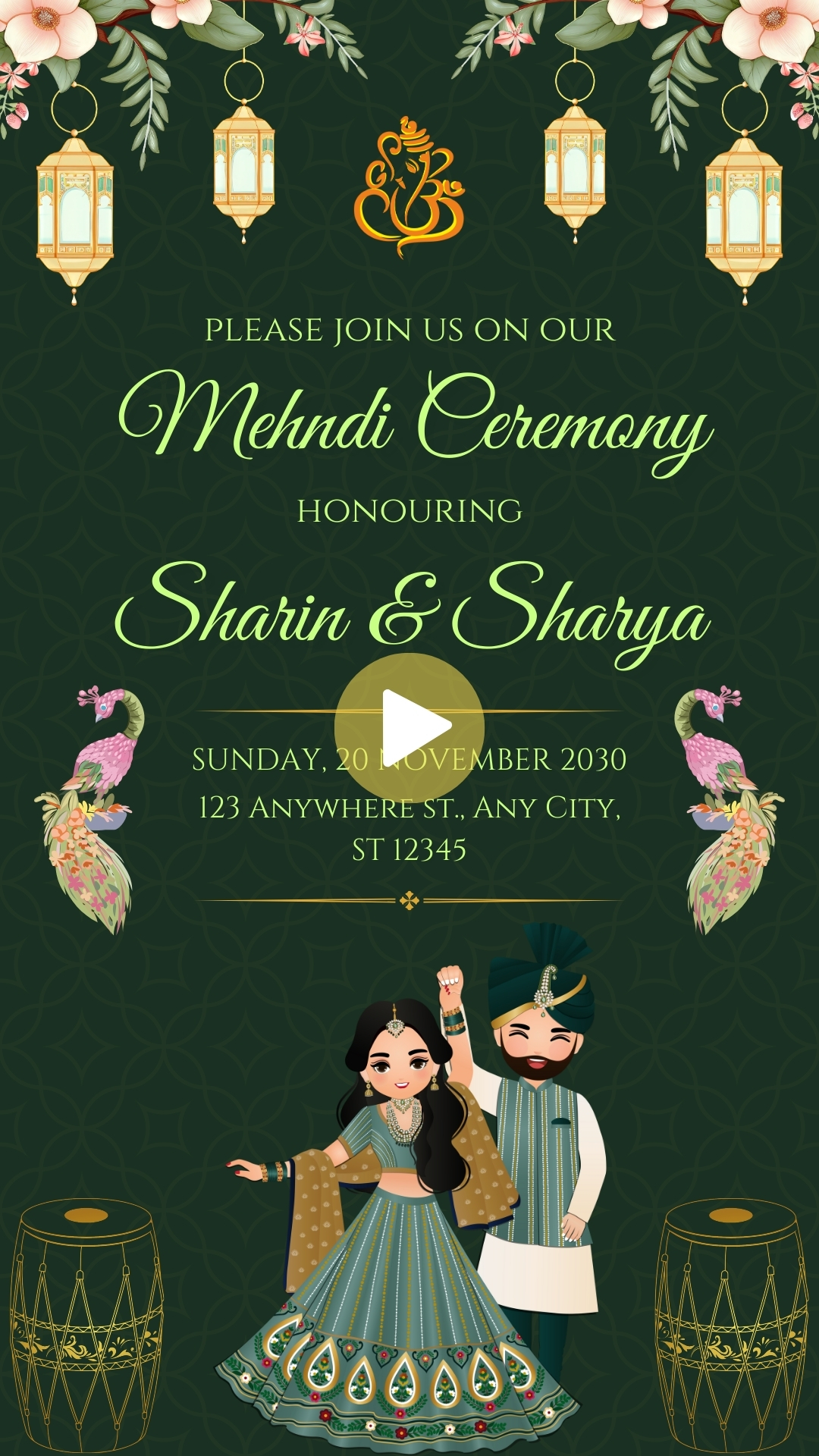Green Mehndi Invitation Video Maker Online Free