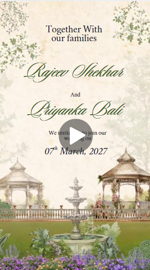 Green White Floral Traditional Indian Wedding Invitation Mobile Video