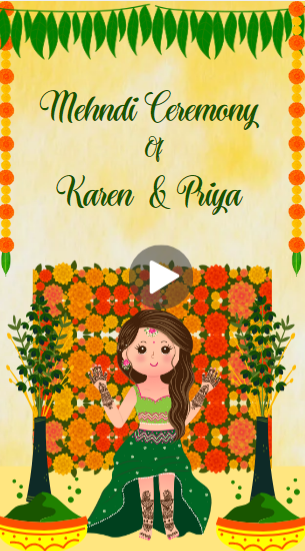Green and Orange Traditional Indian Wedding Mehndi Ceremony Invitation Mobile Video
