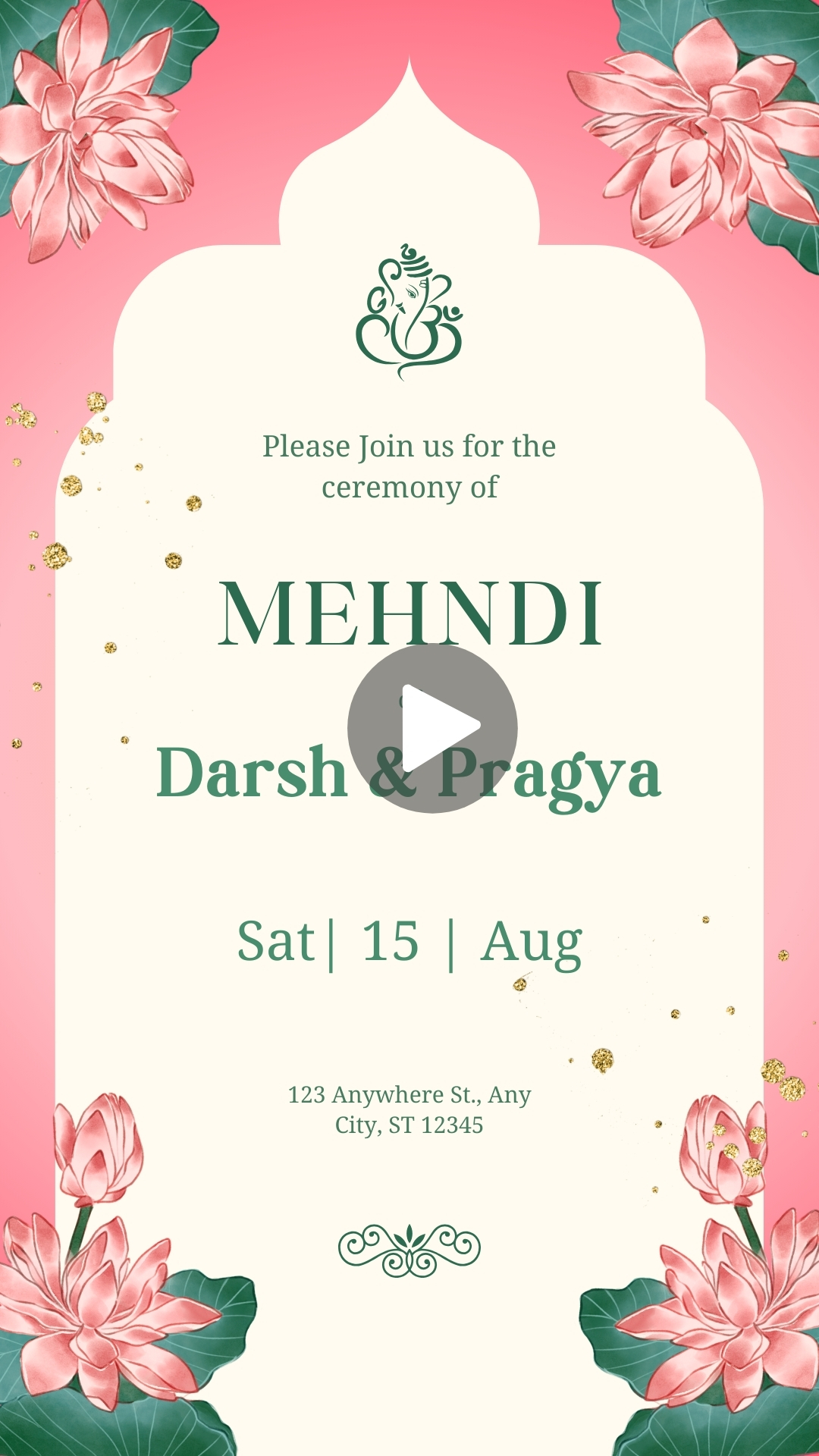Green and Pink Floral Royal Indian Wedding Instagram Story
