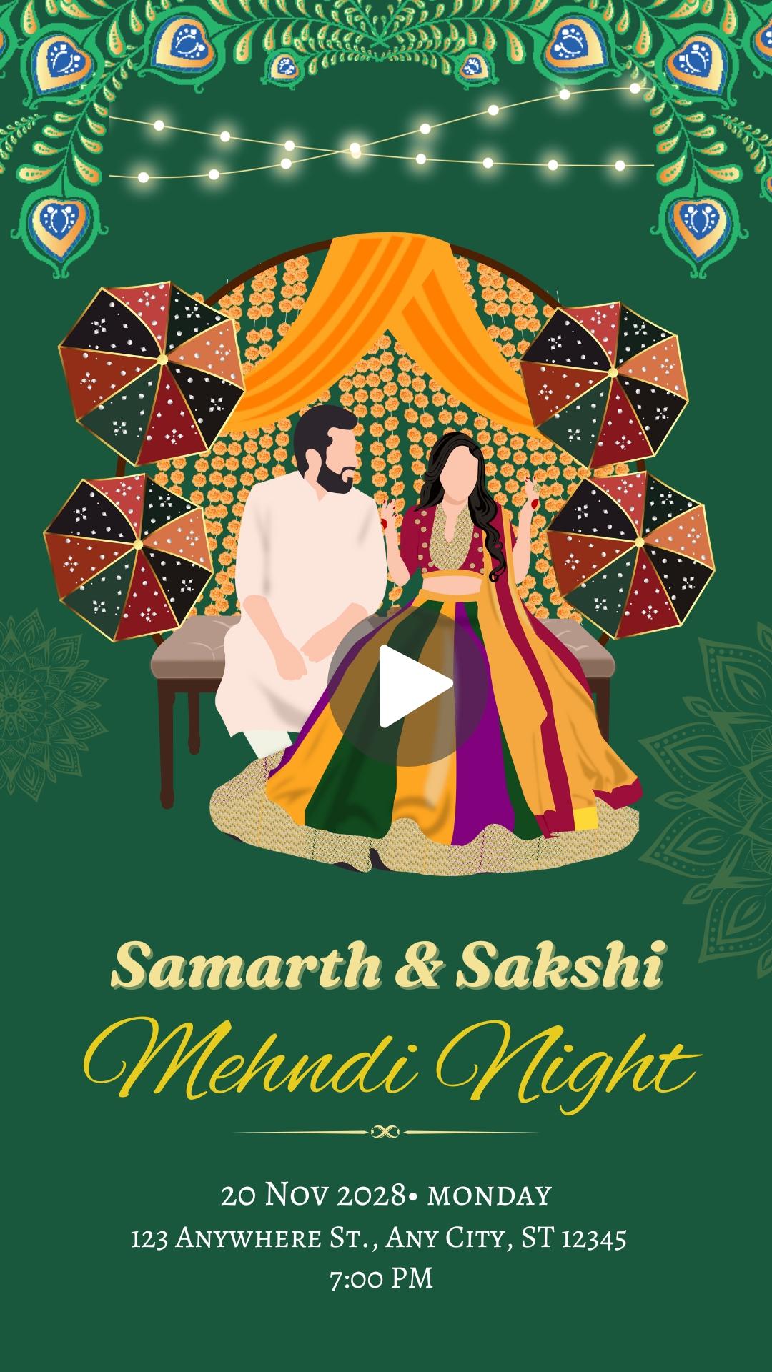 Green and Red Mehndi Invite Instagram Story