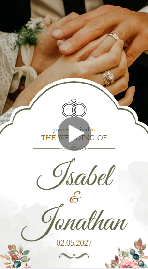 Green and White Watercolor Wedding Invitation Mobile Video Free