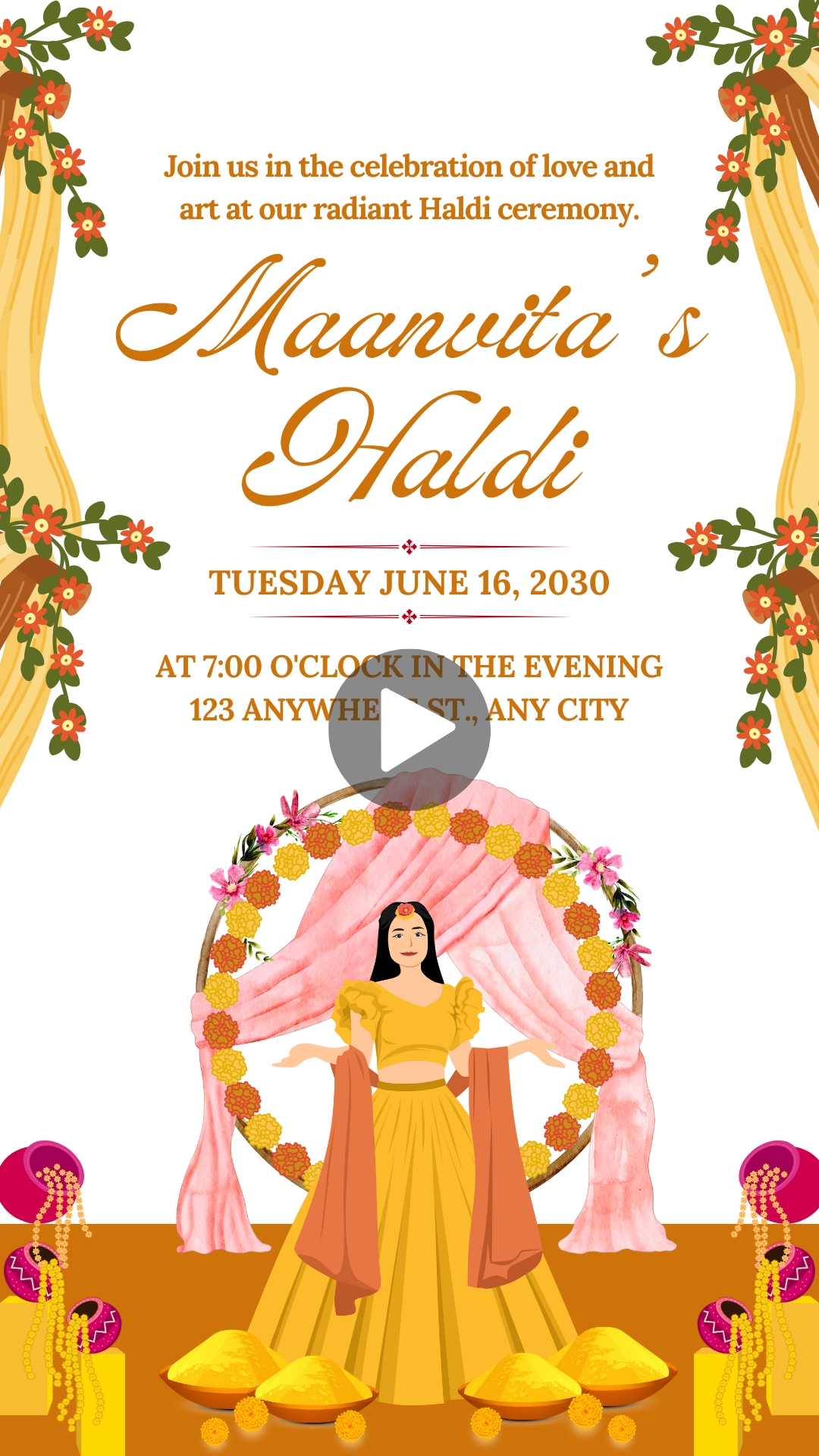 Haldi Ceremony Invitation Video Template Free