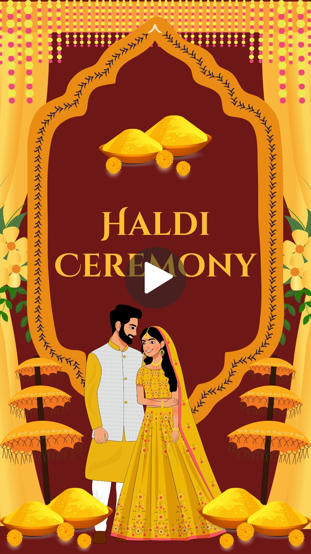 Haldi Invitation Video HD with Brown and Orange Decorative