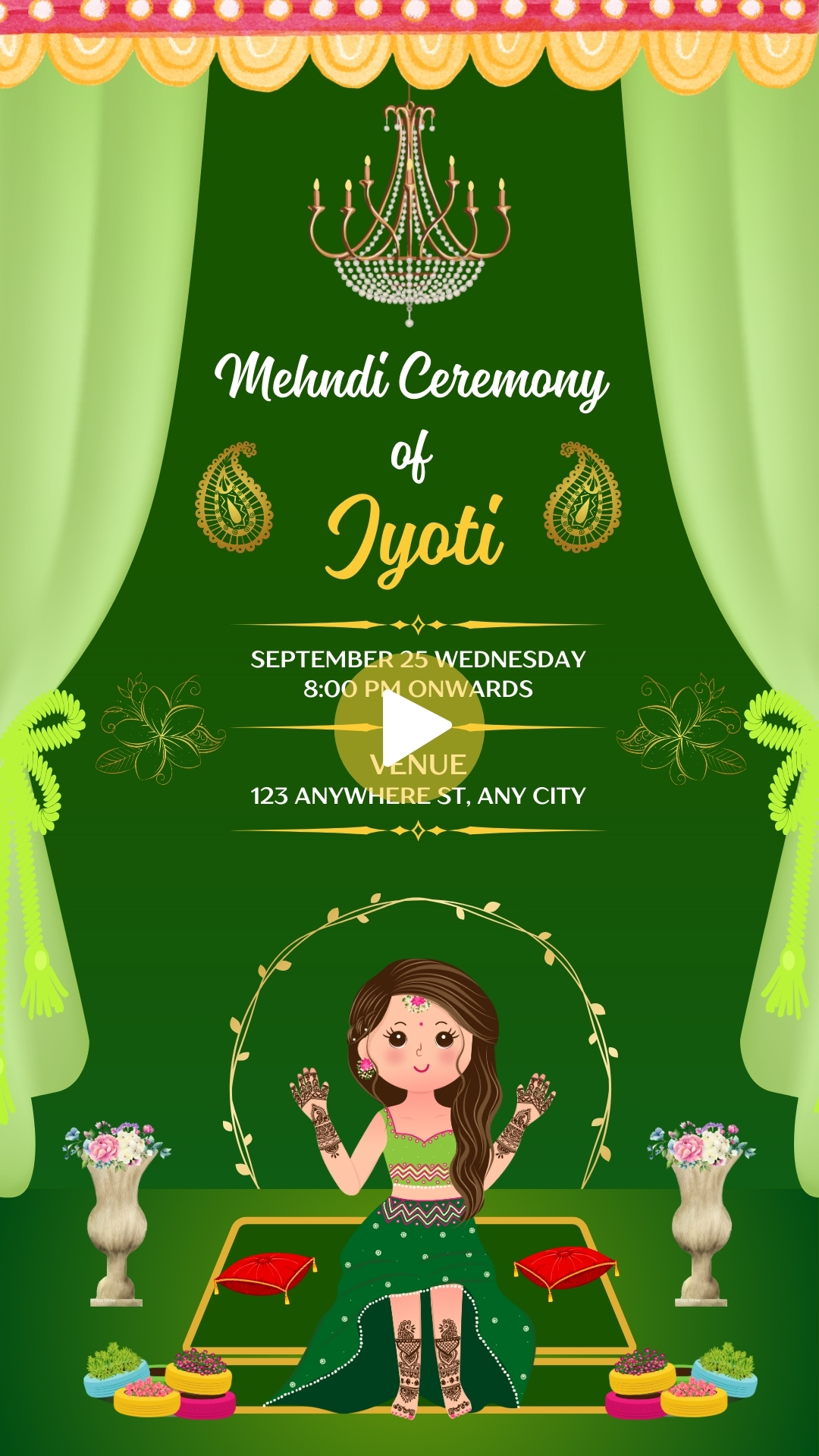 Indian Mehndi Ceremony Invitation Video Card Design Editing