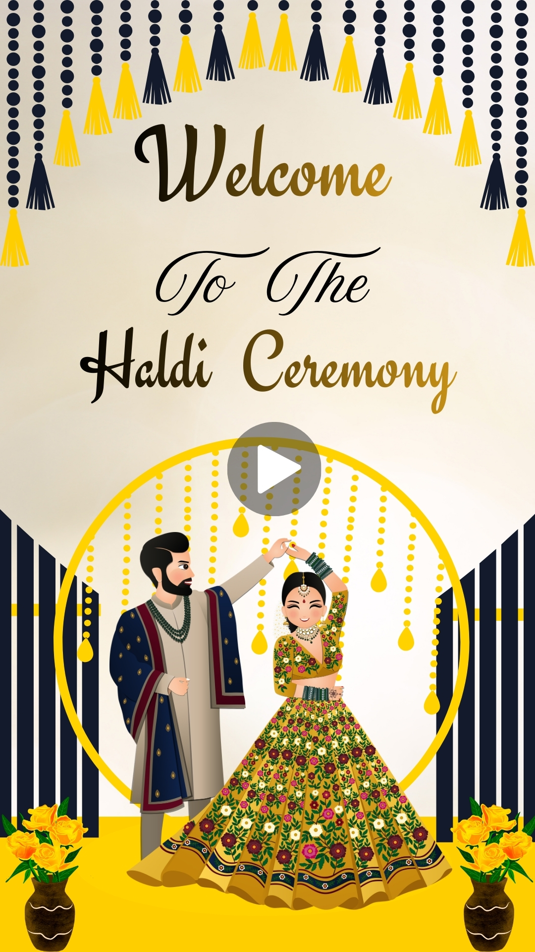 Indian Wedding Haldi Ceremony Invitation HD Video Editing with Cute Couple