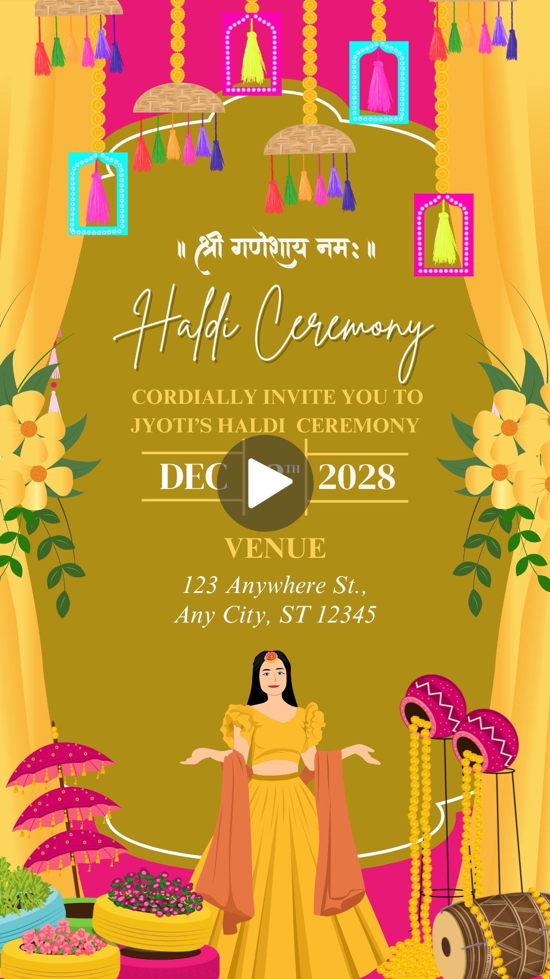 Indian Wedding Haldi Invitation Mobile Video Free