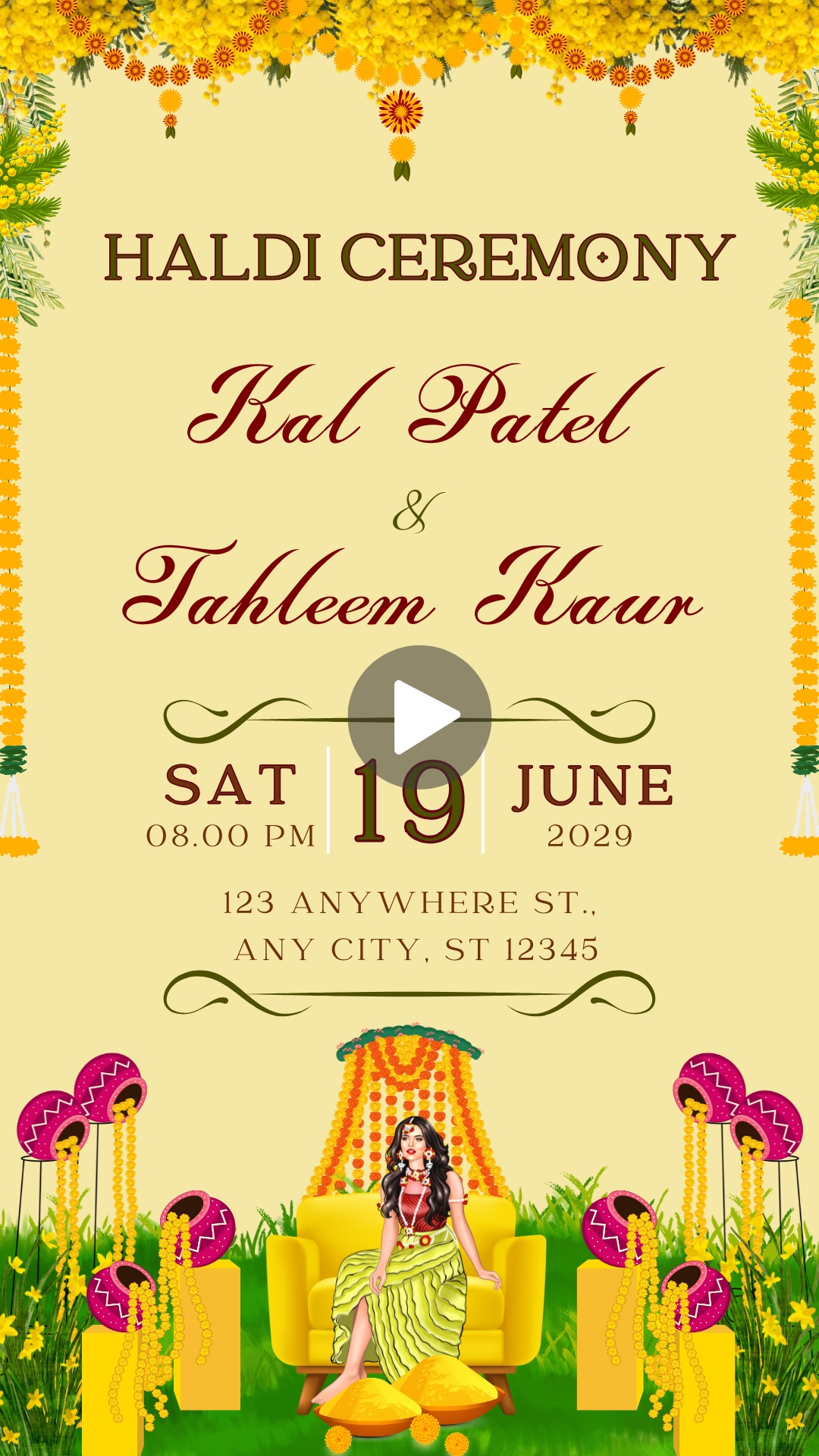 Indian Wedding Haldi Invitation Template Video Editing