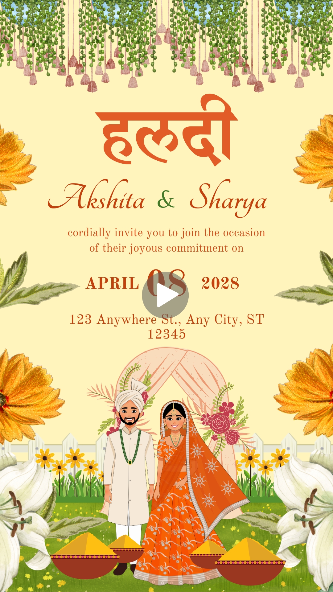 Indian Wedding Haldi Invitation Video HD Hindi