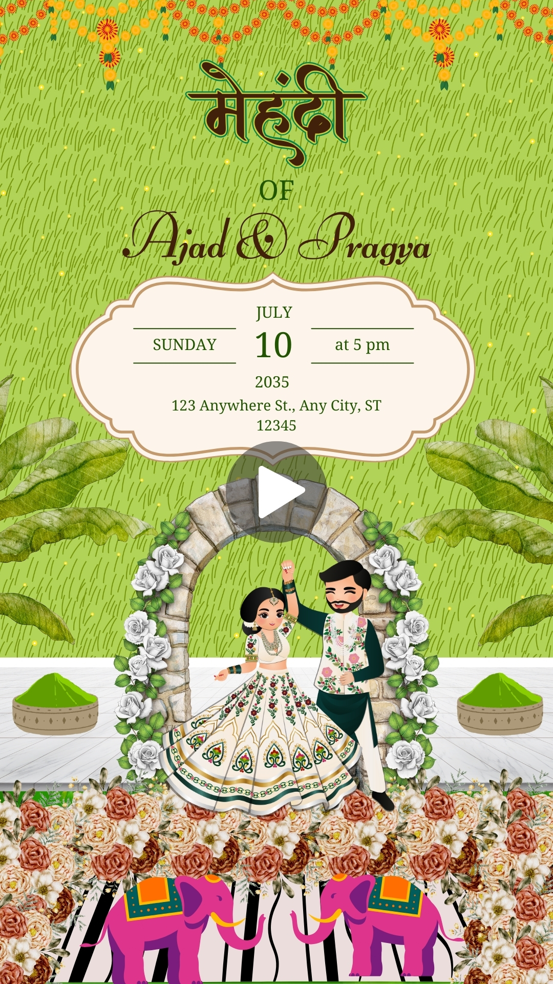 Indian Wedding Mehndi Ceremony Invitation Video Template Editing