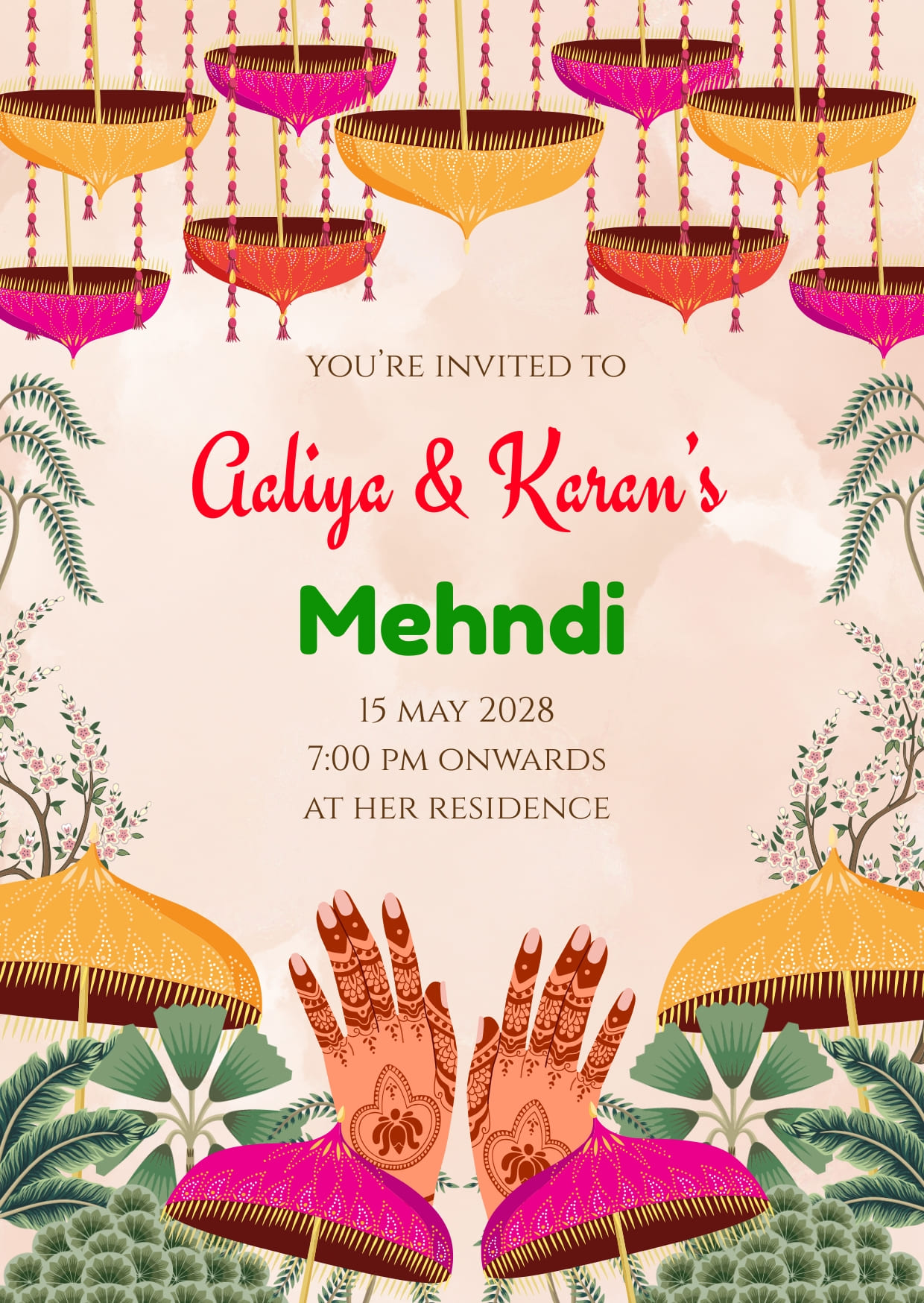 Latest Mehndi Invitation Card Templates