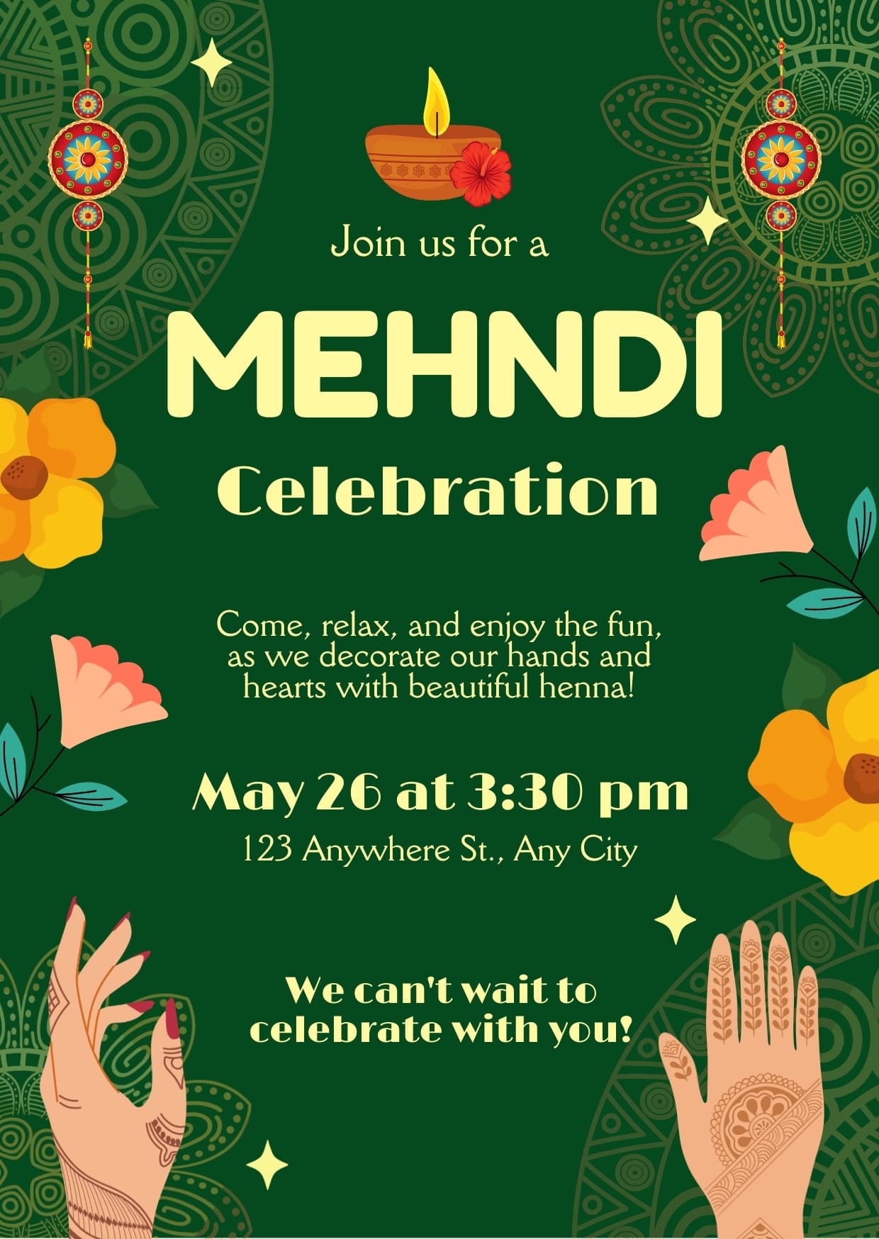 Mehndi Celebration Invitation Card Templates
