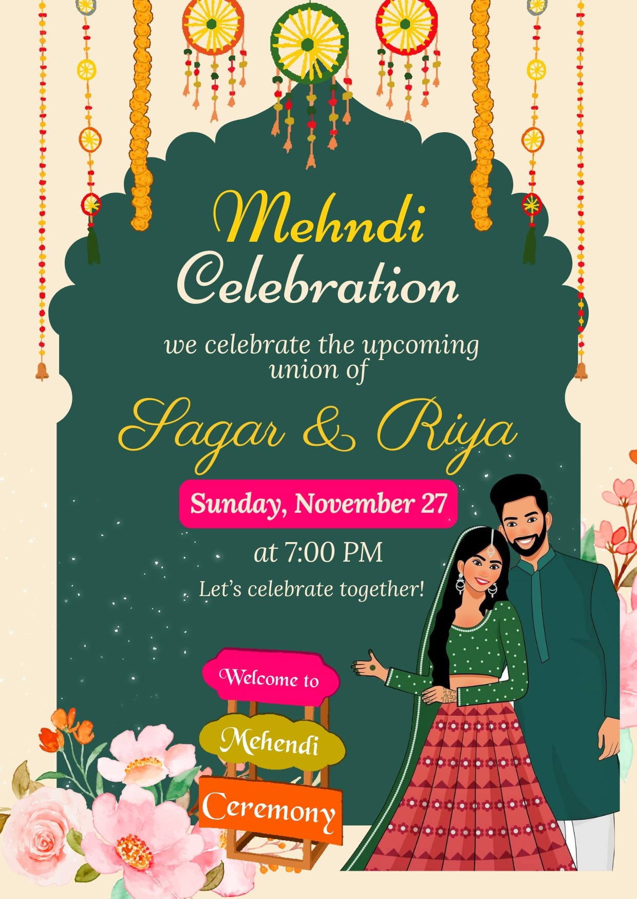 Mehndi Invitation Digital Cards Editing
