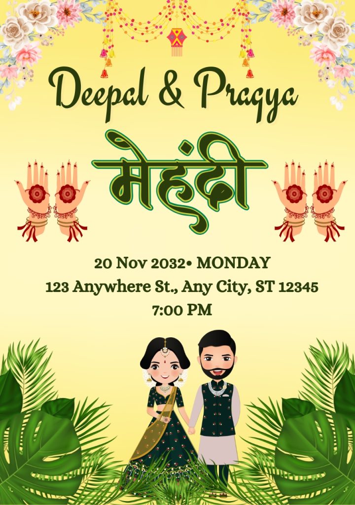Mehndi Invitation Digital Cards in Hindi
