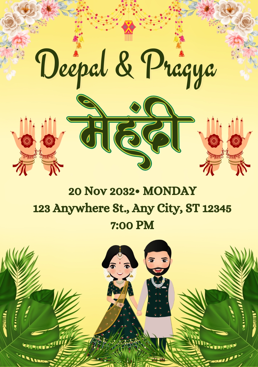 Mehndi Invitation Digital Cards in Hindi