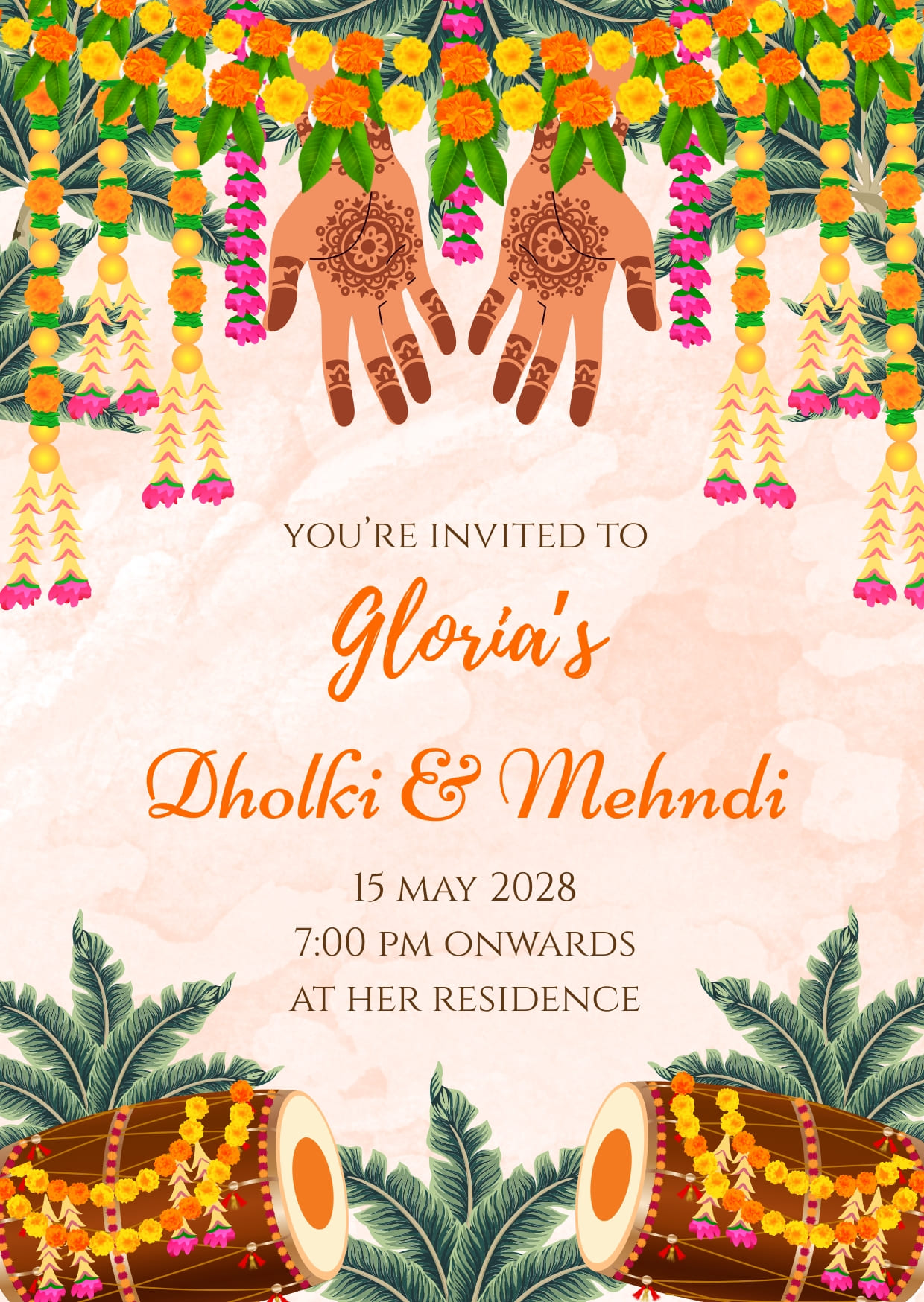 Mehndi Virtual Invitation Card Templates