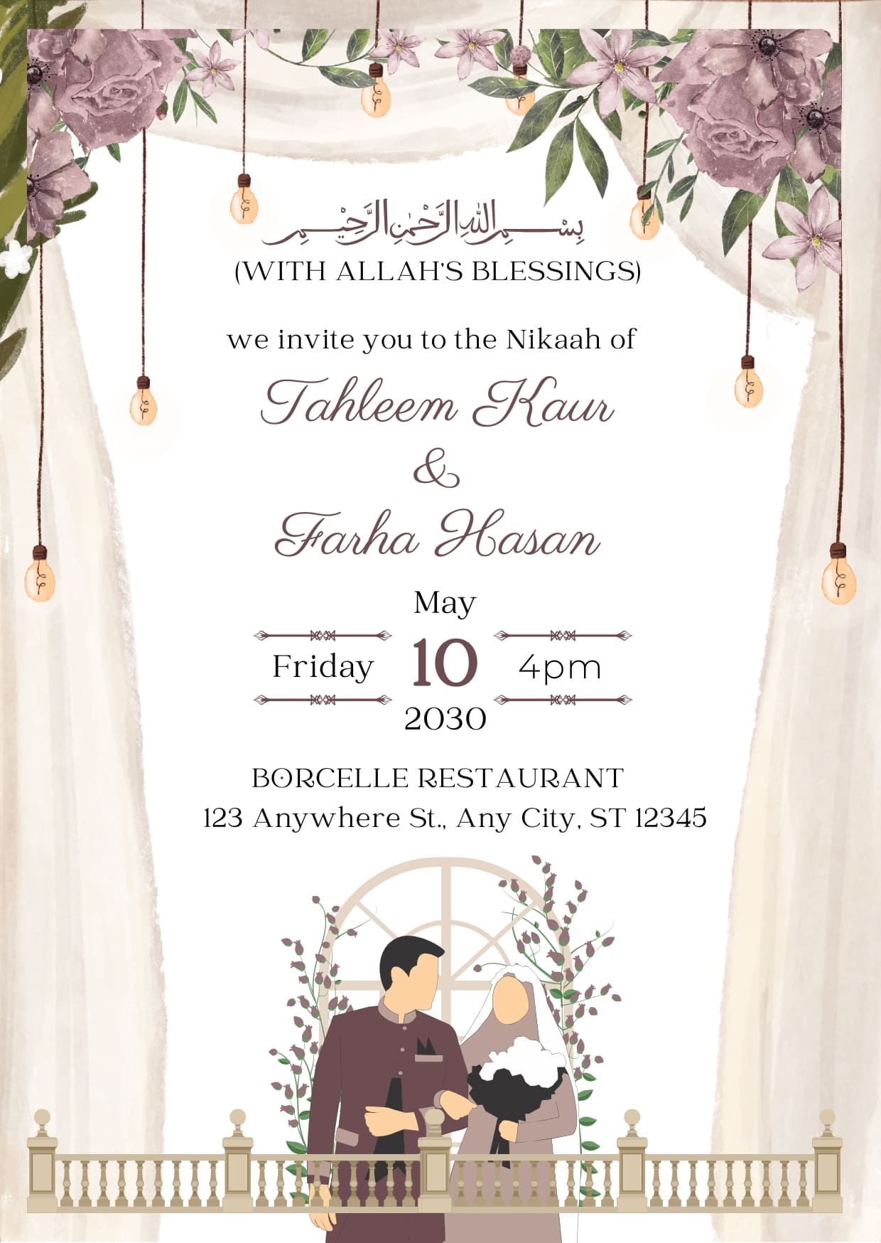 Muslim Wedding Invitation Templates Cards