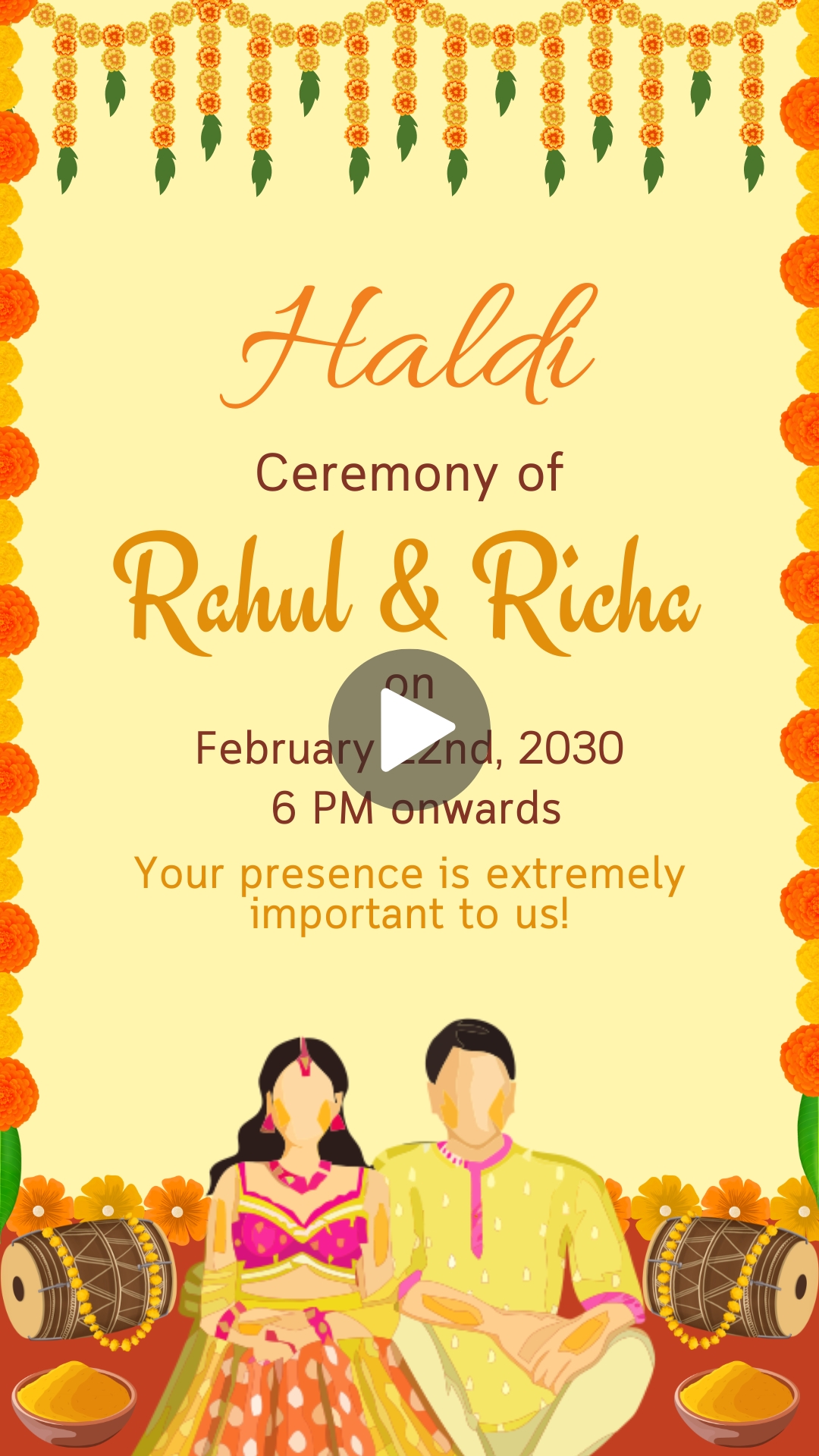 Online Haldi Invitation Cards and Invitation Videos Editing