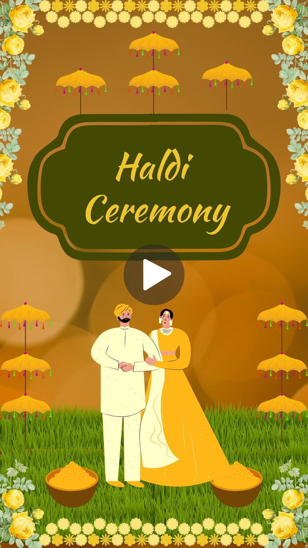 Orange and Green Haldi Wedding Invitation Video Free