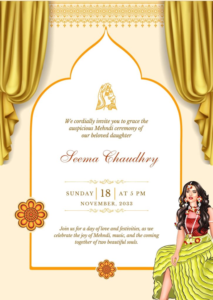 Pattern Mehndi Invitation Wedding Invitation Digital Cards