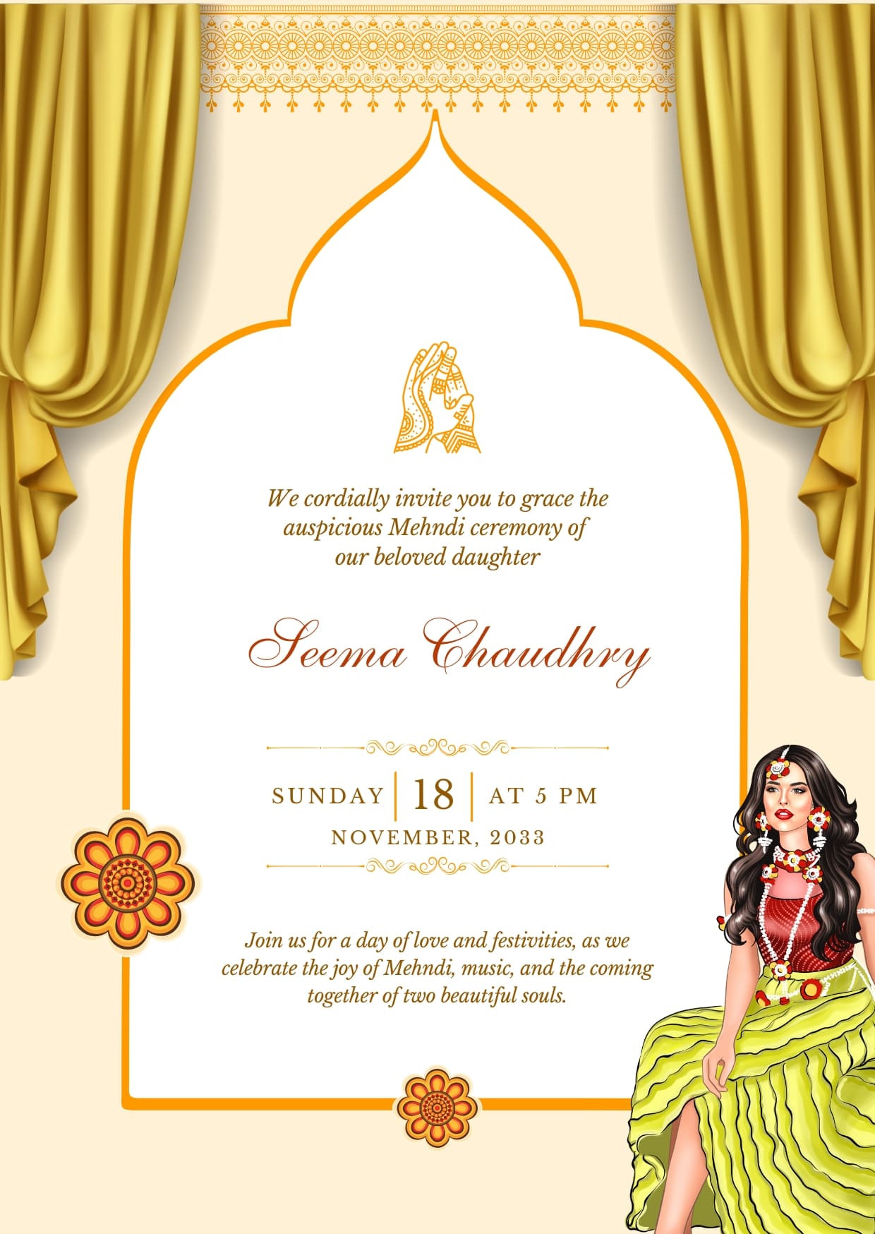 Pattern Mehndi Invitation Wedding Invitation Digital Cards