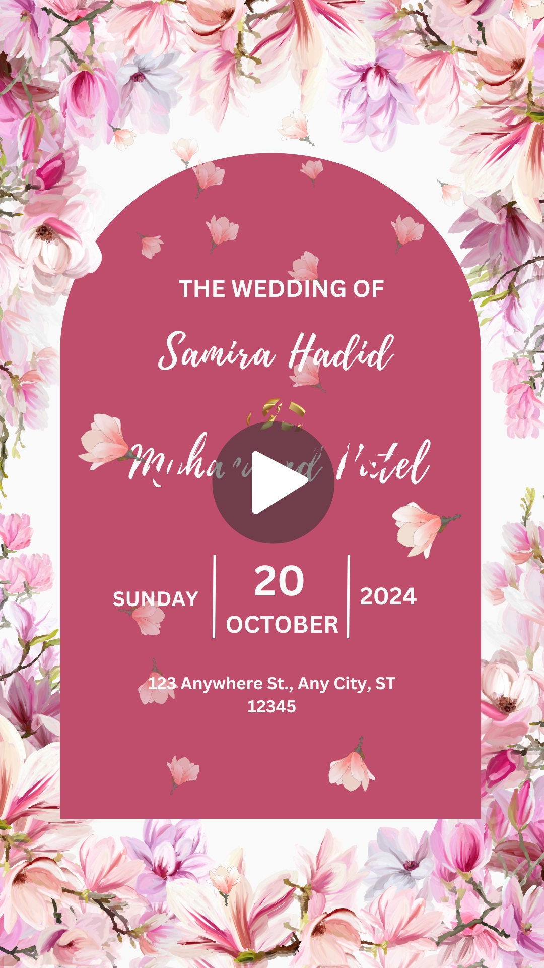 Pink Floral Wedding Invitation Mobile Video