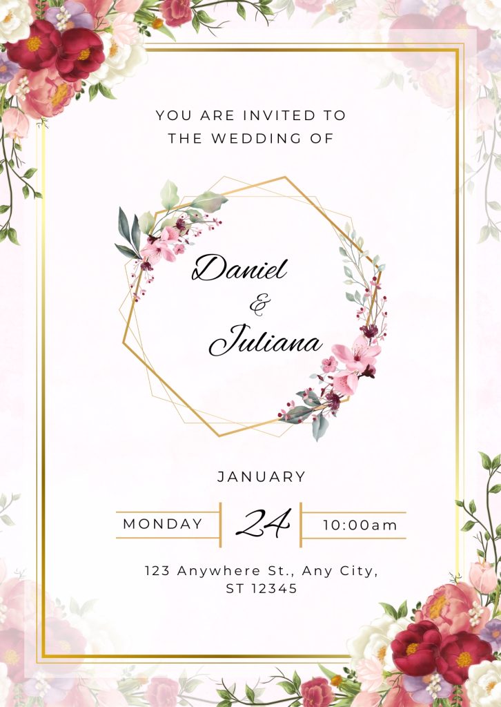 Pink White Modern Wedding Party Invitation Cards