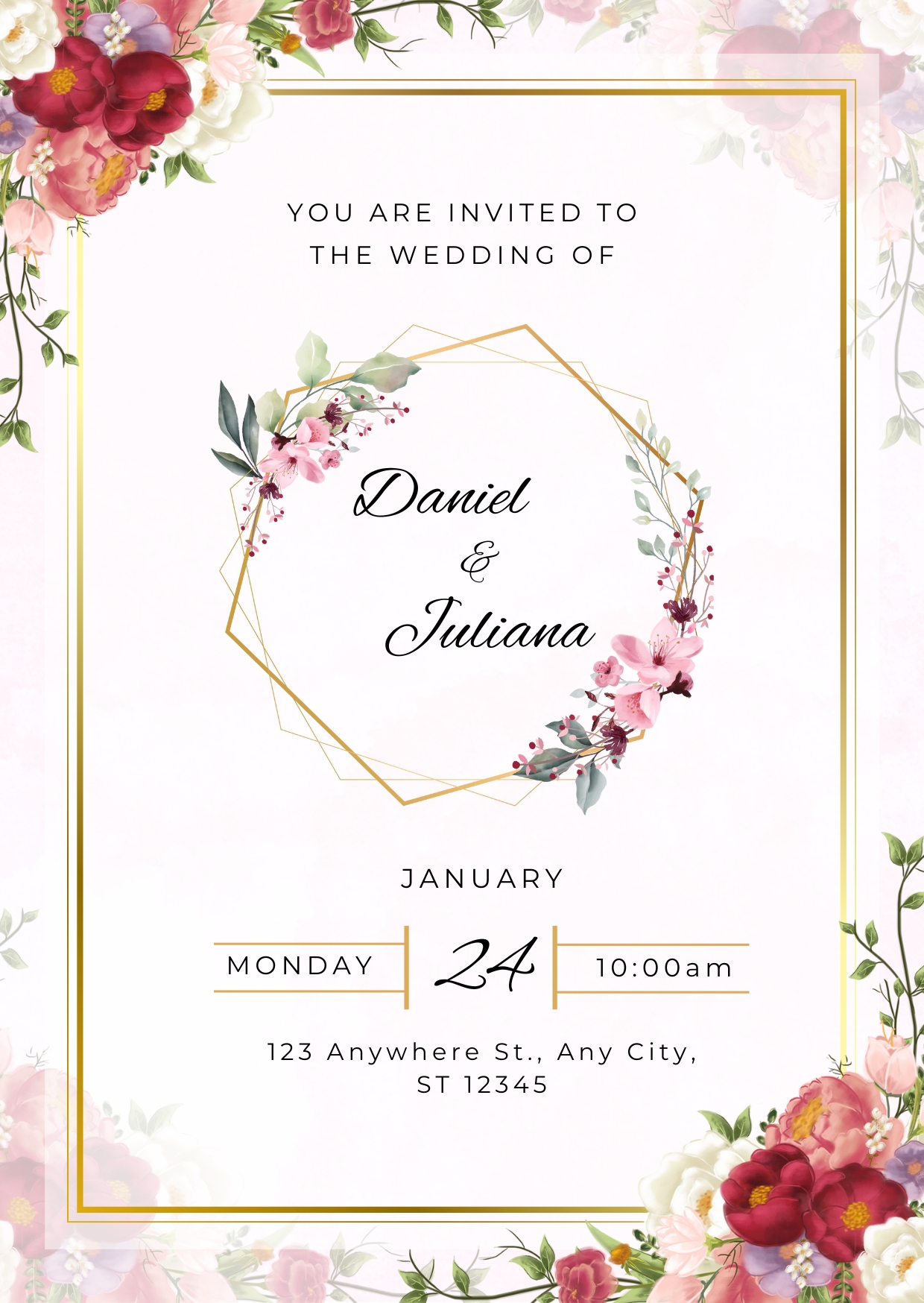 Pink White Modern Wedding Party Invitation Cards