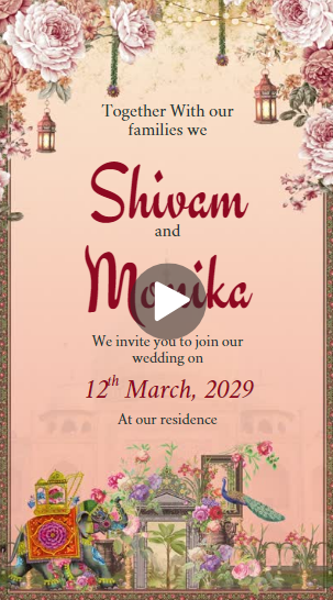 Pink White Traditional Indian Wedding Invitation Video Templae
