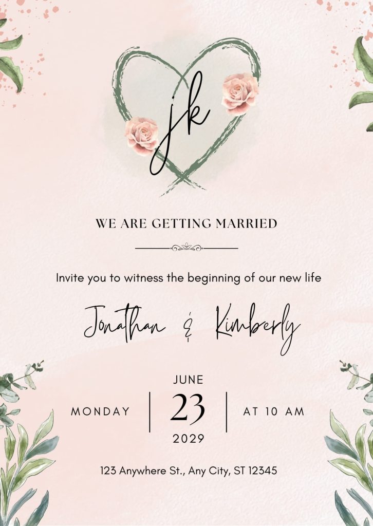 Teal Pink Elegant Floral Watercolor Wedding Invitation Cards Free
