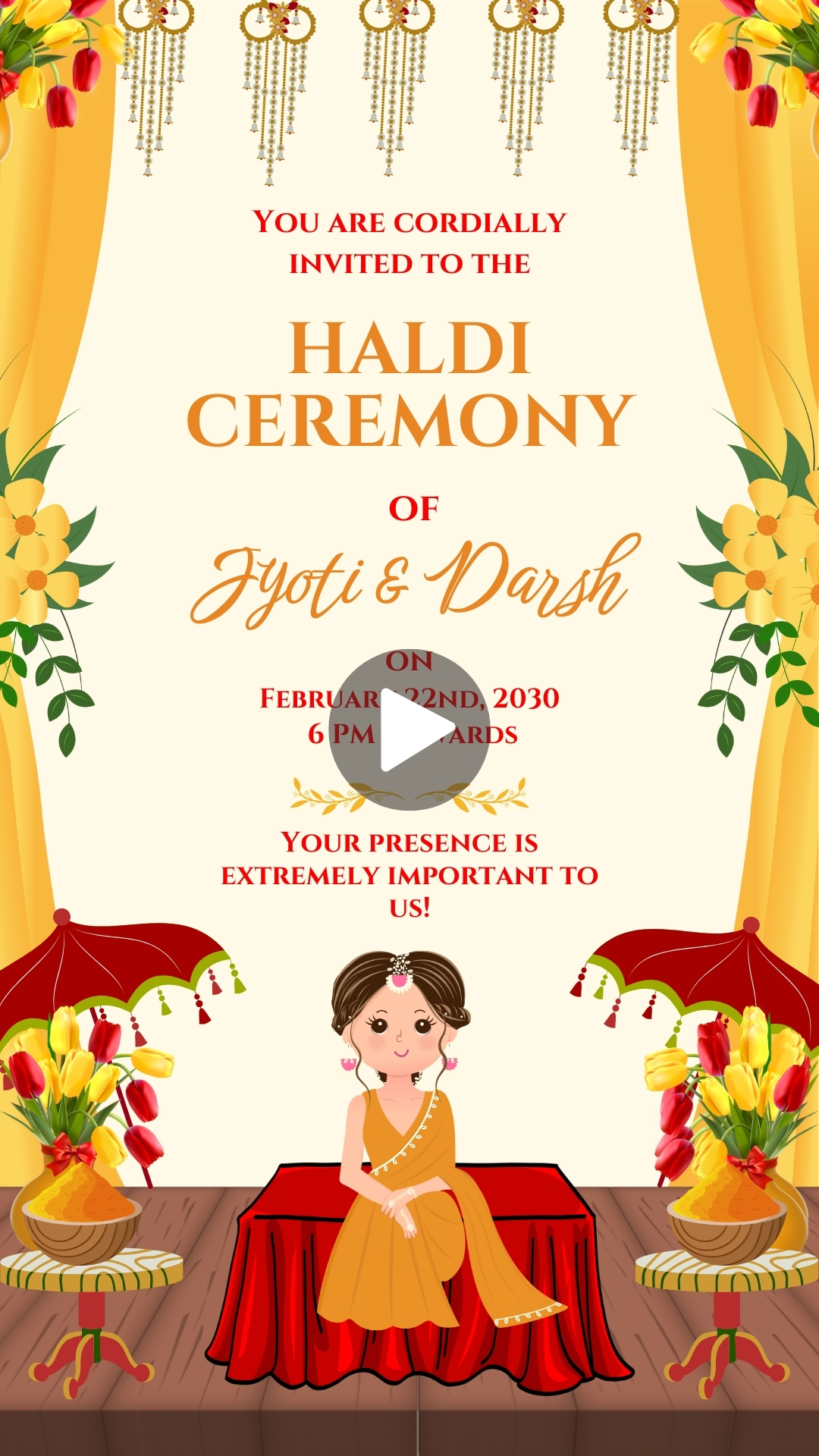Traditional Haldi Ceremony Invitation HD Video Free Editing Tutorial
