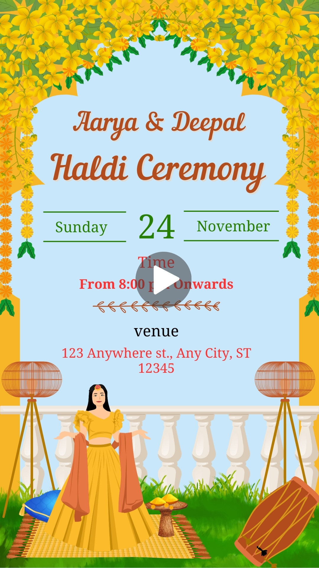 Traditional Haldi Ceremony Invitation Video Free