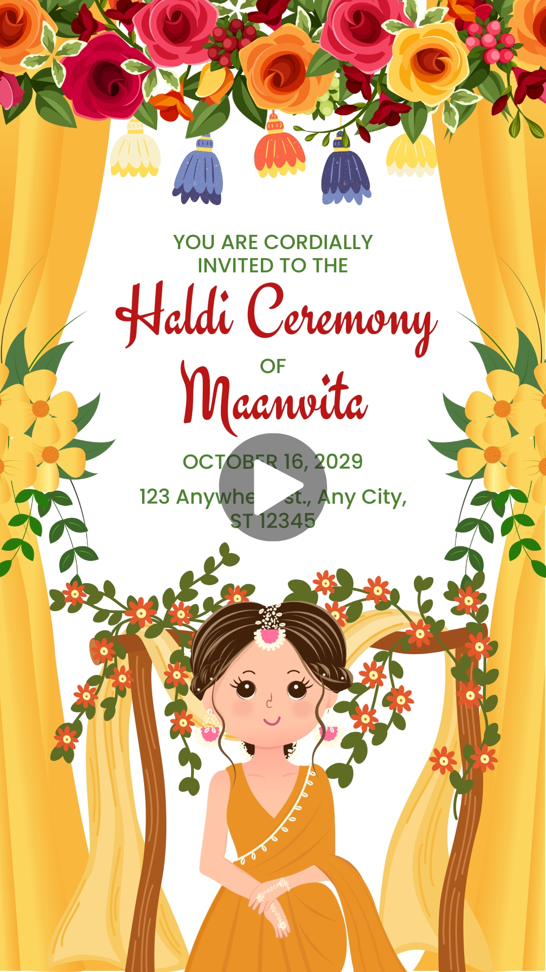 Traditional Haldi Invitation Online Video Editing Free