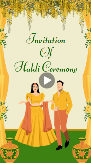 Traditional Indian Wedding Haldi Ceremony Invitation 3D Video Free