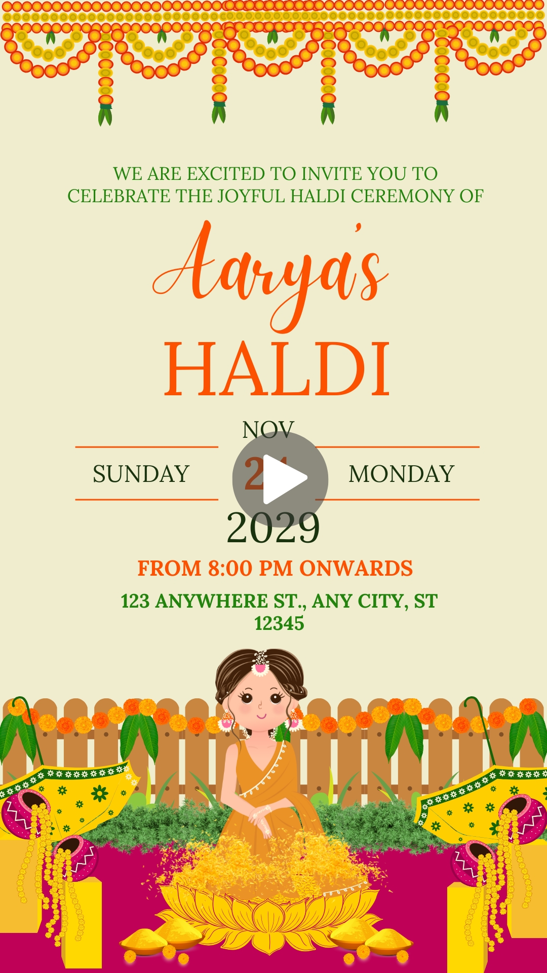 Traditional Wedding Haldi Invitation Video Editing Free