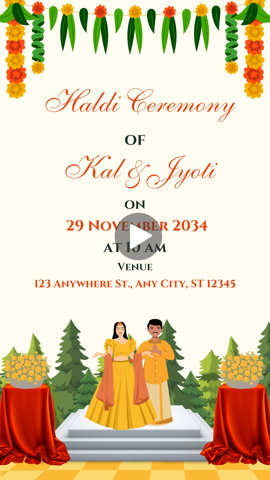 Traditional Wedding Haldi Invitation Video Editing Online