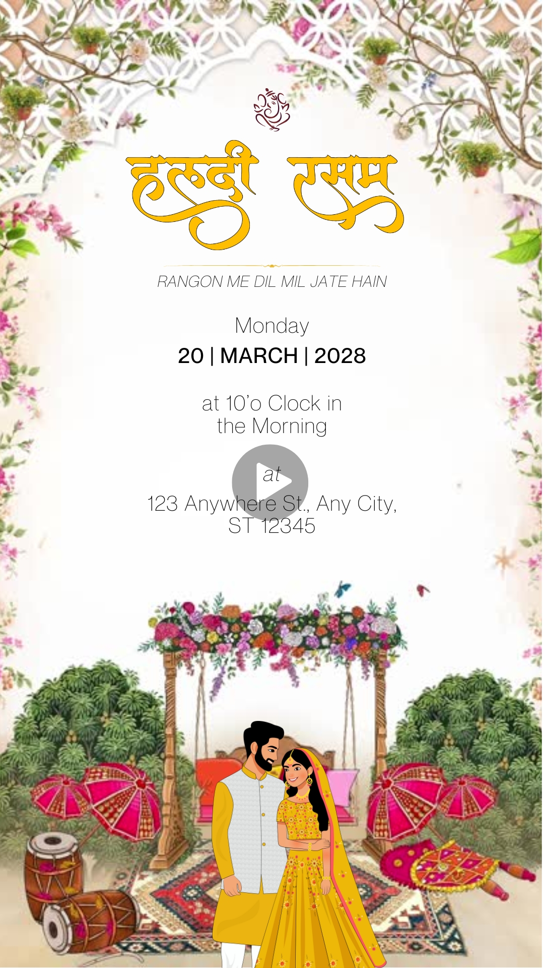 White & Yellow Haldi Ceremony Invitation Video HD Hindi