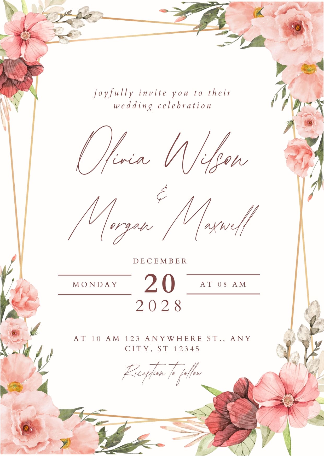 White and Pink Floral Wedding Invitation Cards Free