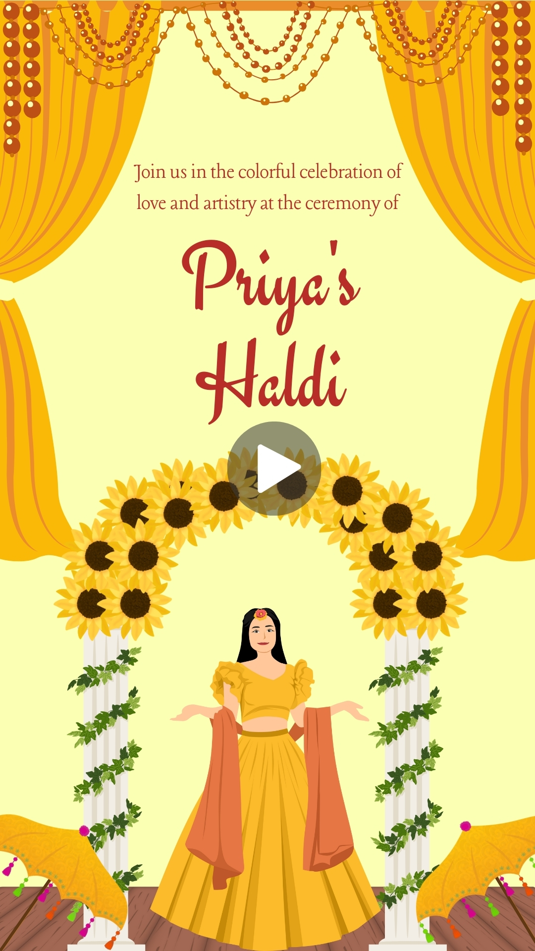 Yellow Decorative Indian Wedding Haldi Invitation Video Editing Free