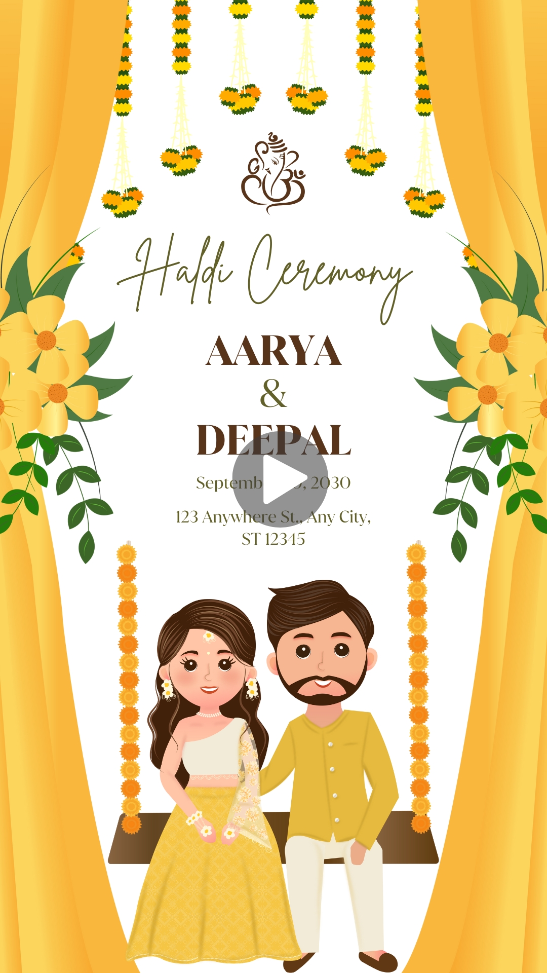 Yellow Traditional Indian Haldi Wedding Video Template Editing Free