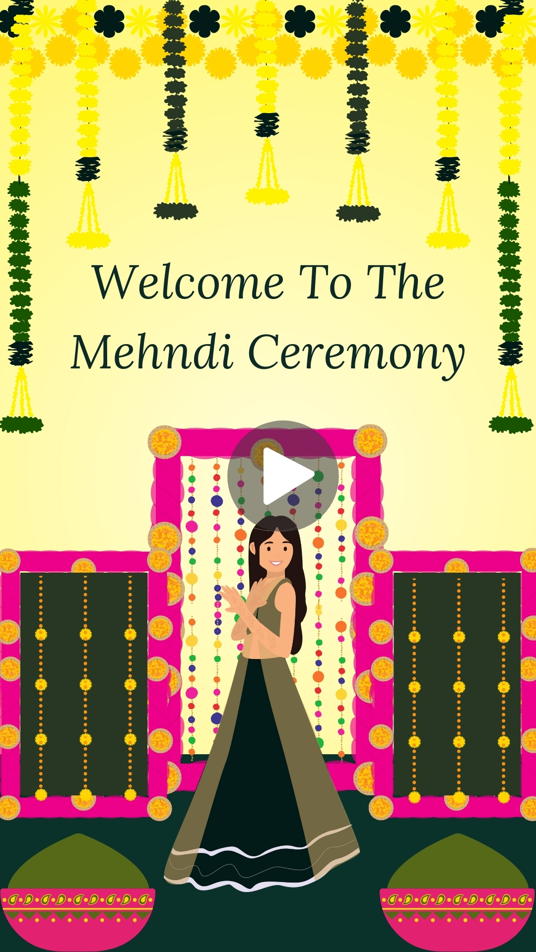 Yellow Traditional Indian Wedding Mehndi Ceremony Invitation Video HD