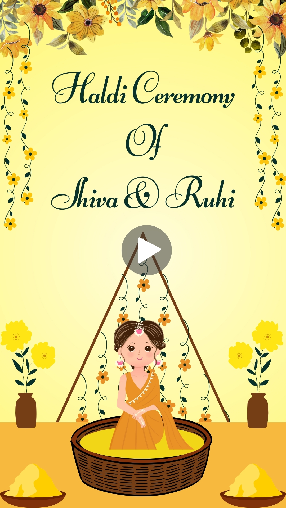 Yellow and Brown Traditional Indian Wedding Haldi Invitation Video HD Free